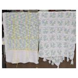 Two colorful crochet-like blankets
