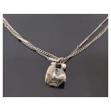 Double strand silvertone 2 person charm necklace