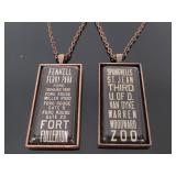 Two Michigan location charm necklaces
