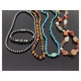 Metal bead & earthy stone bracelet & necklaces