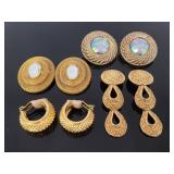 Chunky gold tone clip earring collection