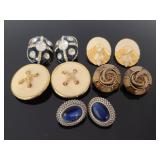 Vintage enameled chunky clip earrings