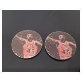 Two vintage Michael Jordan #45 metal discs