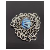 Silvertone Sarahcov brooche