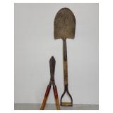 Hedge shears and garden shovel combo
