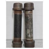 Two J.P Ward pipe pieces w/ screw ends
