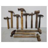 Eleven assorted vintage work hammers