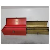 Two assorted metal handheld toolboxes