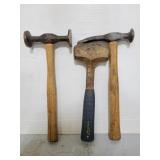 Three assorted speciality hammers