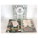 Three assorted adult coloring/ painting books