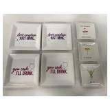 Lot of 7 funny wine themed appetizer plates