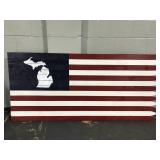Huge 6 ft handcrafted cedar wood American flag