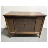 Vintage wood radio console cabinet
