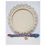 Vintage cream metal tray and shoe stretchers