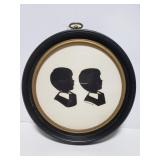 Boy/girl round framed silhouette art