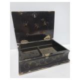 Wood box with shell inlay design