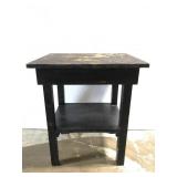 Weathered rough hewn two tiered tall end table