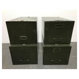 Three military metal record file cabinet boxes