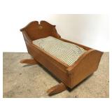 Vintage wood doll rocking bassinet cradle