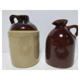 Pair of mini crock jugs