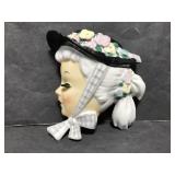 Ucagco lady head w/ hat ceramic wall pocket