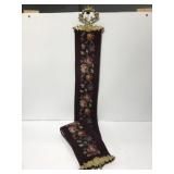 Needlework banner w/ brass hardware - 5 feet tall