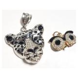 Owl and cheeta large necklace pendents