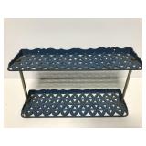 Vintage small blue metal two tiered shelf