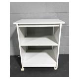 White rolling cart stand