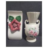 Royal Copley vase and unmarked floral wallpocket