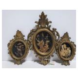 Small dried flower framed art trio