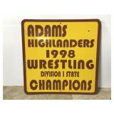 Metal Adam Highlanders wrestling sign