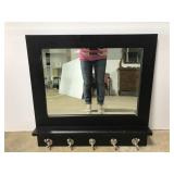 Black framed coat rack wall mirror