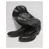 Black leather cowboy boots