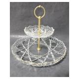 Two-tiered glass serving dish
