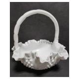 Milk glass hobnail basket