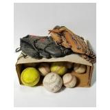 Baseball gloves & balls collection