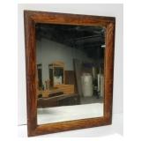 Antique oak framed beveled edge mirror