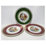 Three vintage gilded plates