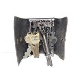 Old leather key wallet with keys/skeleton key