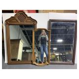 Three large vintage framed mirrors