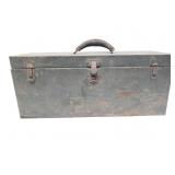 Large old vintage toolbox loaded w/ hardware