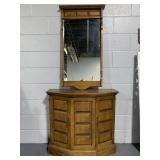 Wooden cabinet and matching mirror