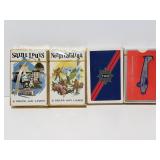 Four sealed packs of vintage airline playing cards