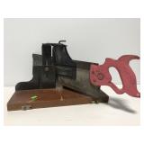 Antique miter box with saw