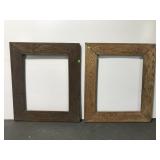 Pair of antique etched oak wood frames