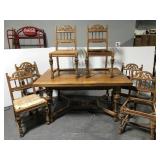 Vintage oak dining table and chairs
