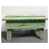 Rustic green weathered wood bench