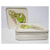 Set of 16 vintage metal square trays