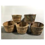 Five primitive orchard baskets